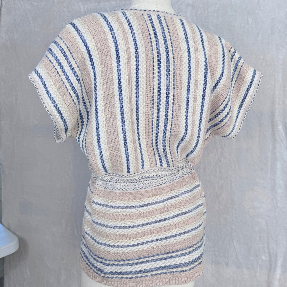 Chicos Size 2 Womens Large Knit Open Front Tie Waist Top Vacation Beach Resort - Picture 4 of 8